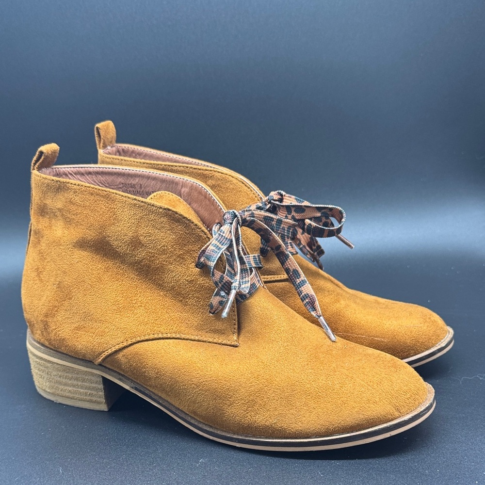 Hey Girl by Corkys Suede Ankle Boots with Patterned Laces Sz 8